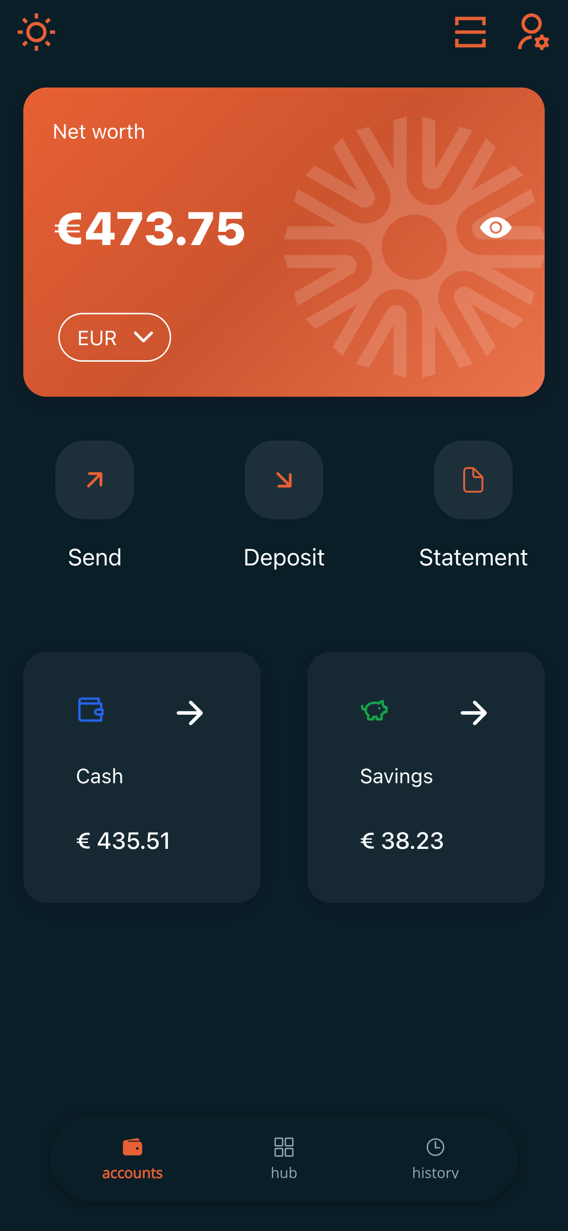 ebioro app — home screen