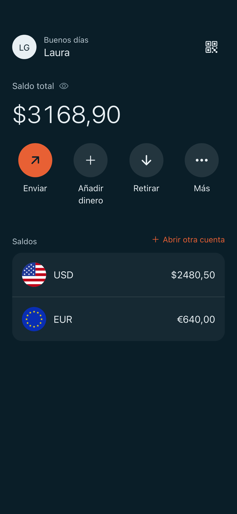 App Ebioro — pantalla principal